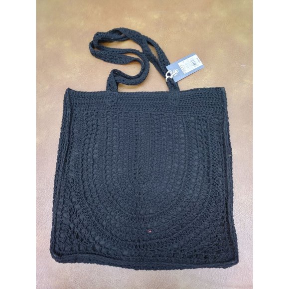 Crochet Tote Handbag Universal Thread Black - Picture 6 of 7